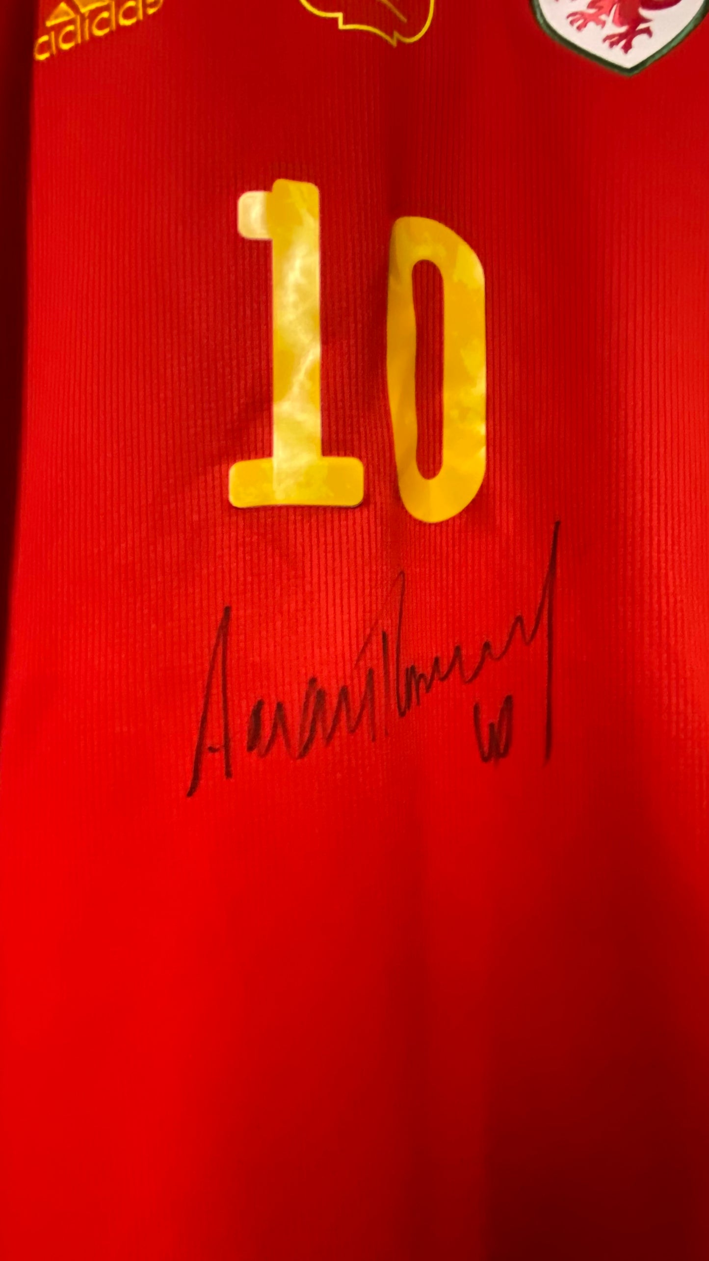 Match Worn + Signed Aaron Ramsey Wales Shirt