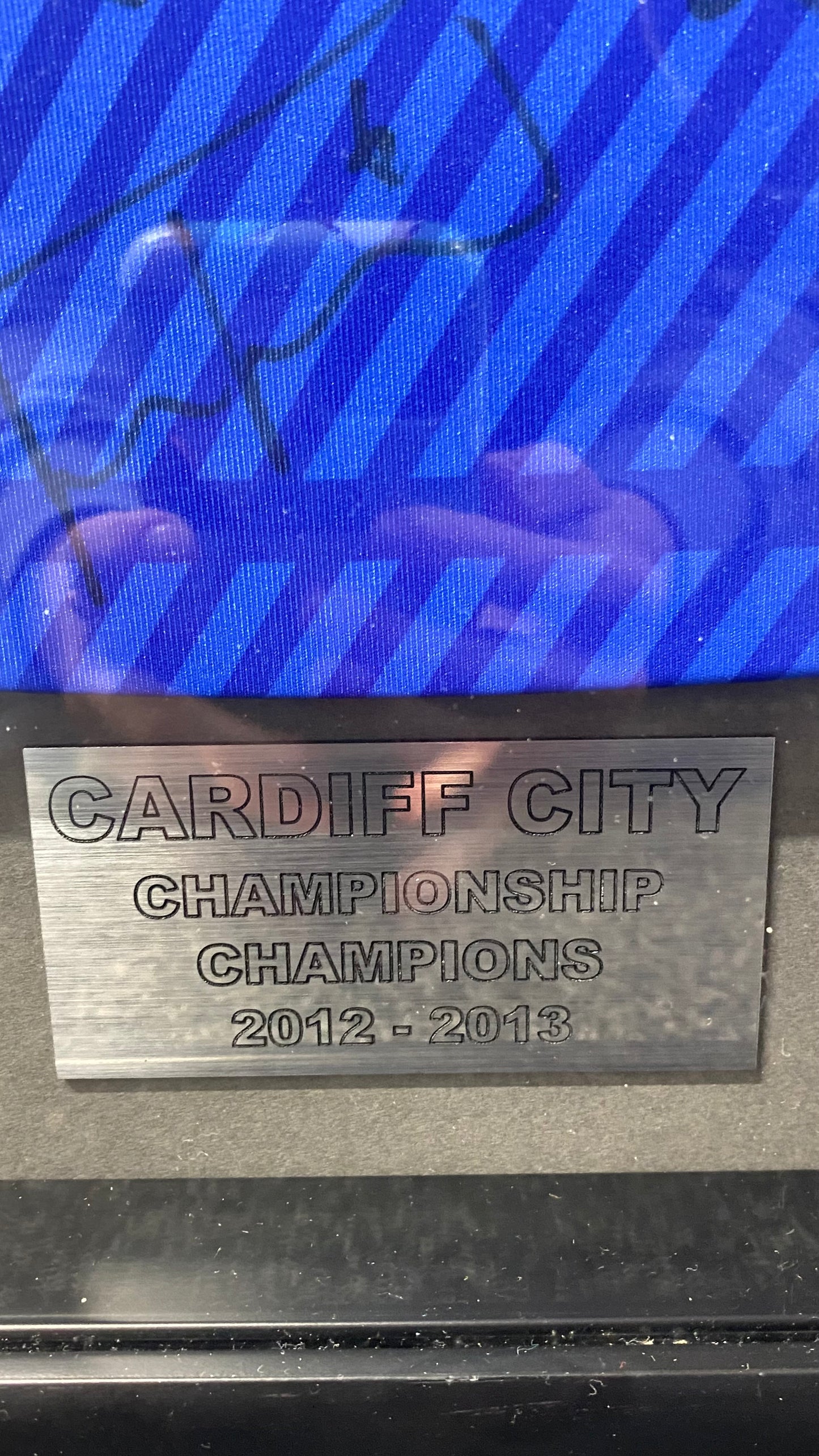 Cardiff Championship Champions 12/13 signed framed shirt