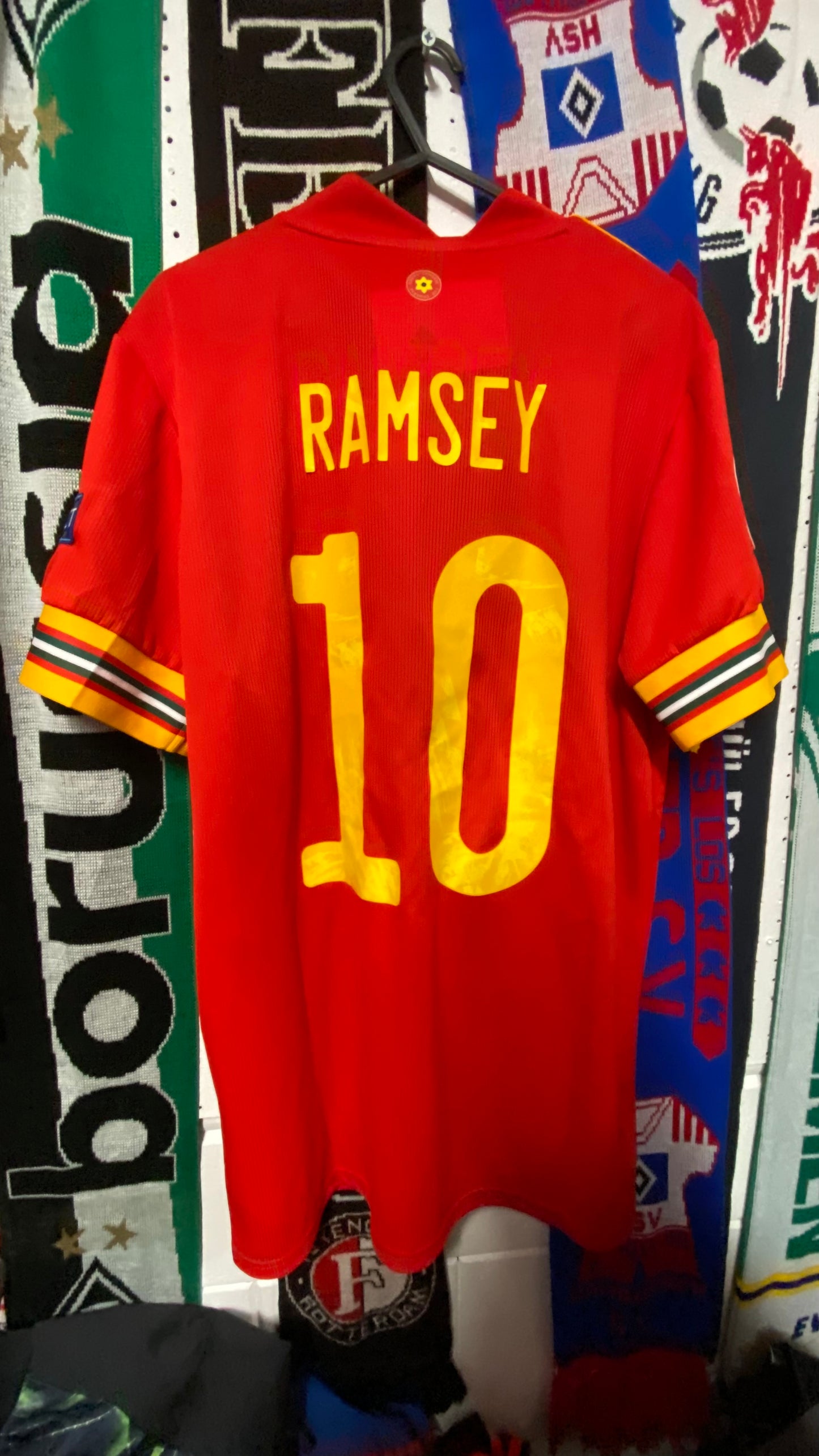 Match Worn + Signed Aaron Ramsey Wales Shirt