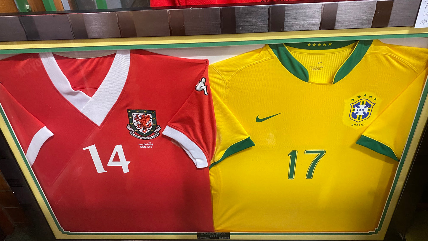 Brazil Vs Wales Framed Match Shirts